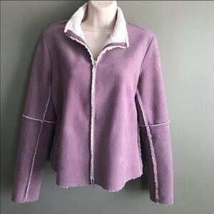 VELVET faux shearling and suede zip up jacket S